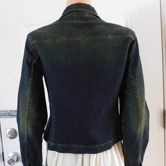 Italian MONTENAPOLEONE Denim Jacket Fur Trim 44 M - Picture 6 of 7